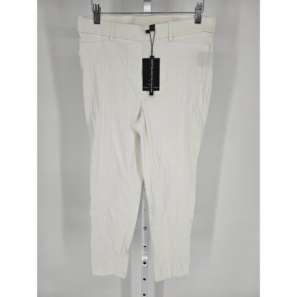 Jules & Leopold Womens Sz S Pull On Ankle Pants White Ribbed NEW - Picture 1 of 5